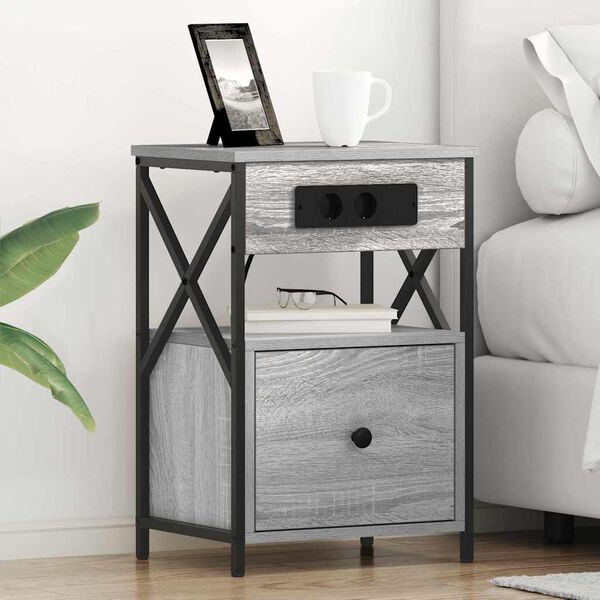 vidaXL Cabinet de chevet Gris Sonoma 40 x 31 x 60 cm Bois d'ing&eacute;nierie