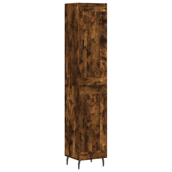 vidaXL Buffet haut Ch&ecirc;ne fum&eacute; 34,5x34x180 cm Bois d'ing&eacute;nierie