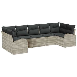 vidaXL Ensemble de canap&eacute; de jardin 7 pcs Gris clair polyrotin