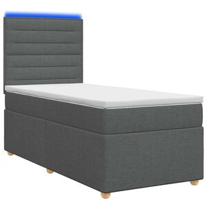 vidaXL Lit boxspring avec matelas Gris fonc&eacute; 90 x 190 cm Tissu