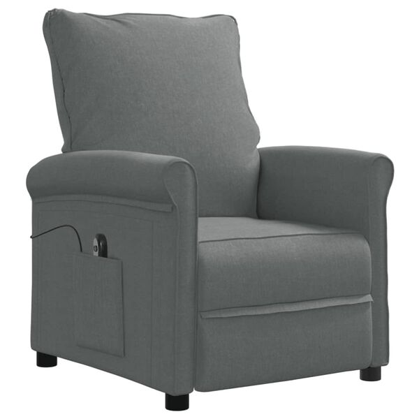 vidaXL Fauteuil inclinable &eacute;lectrique Gris fonc&eacute; Tissu