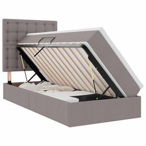vidaXL Lit de rangement LED avec matelas Taupe 90 x 190 cm Tissu