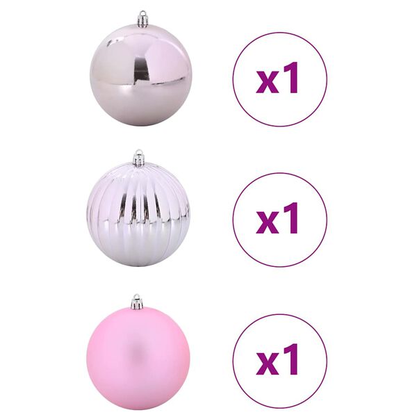 vidaXL Ensemble de Boules de No&euml;l XXL 3 pcs Rose Plastique
