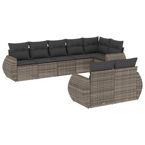 vidaXL Salon de jardin 8 pcs avec coussins gris r&eacute;sine tress&eacute;e