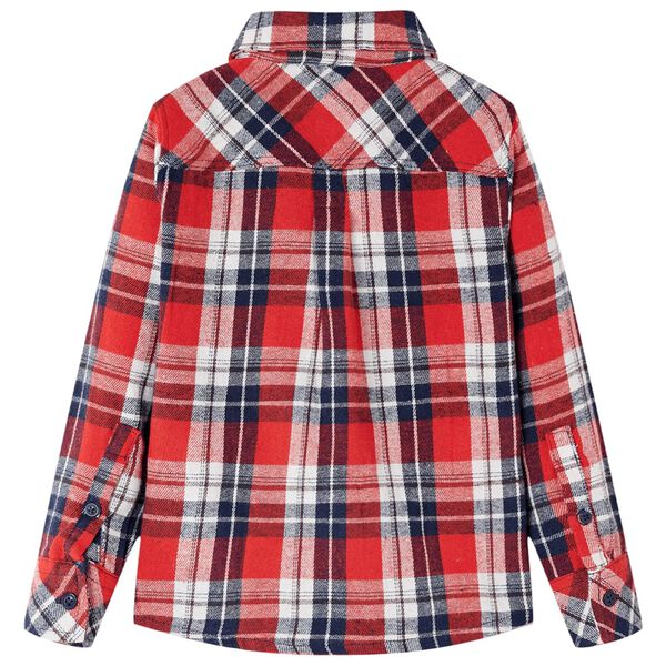 Chemise &agrave; carreaux pour enfants rouge et bleu marine 104