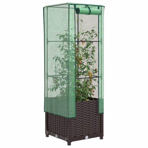 vidaXL Jardini&egrave;re sur&eacute;lev&eacute;e avec housse aspect rotin 40x40x139 cm