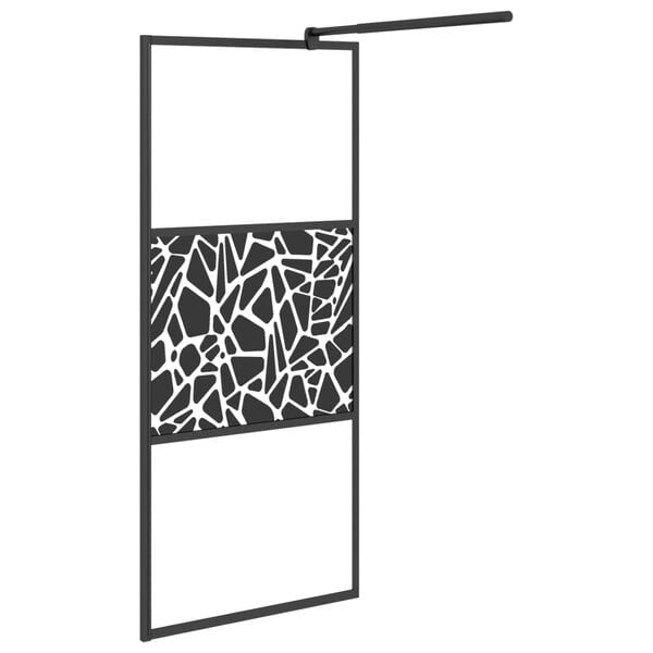 vidaXL Paroi de douche 90x195 cm Verre ESG avec design de pierre Noir