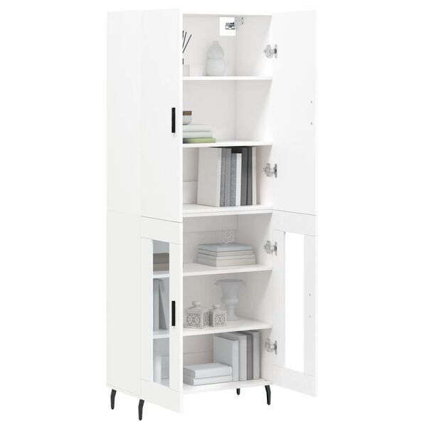 vidaXL Buffet haut Blanc 69,5x34x180 cm Bois d'ing&eacute;nierie