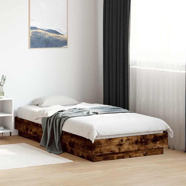 vidaXL Cadre de lit sans matelas ch&ecirc;ne fum&eacute; 90x190cm bois d'ing&eacute;nierie