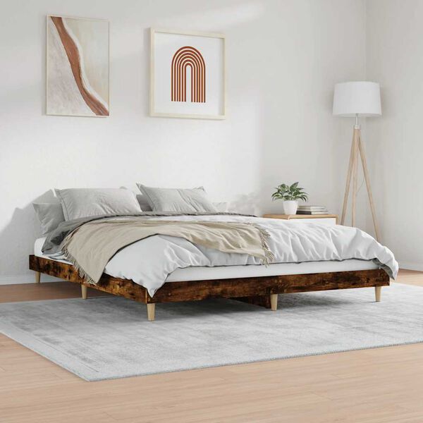 vidaXL Cadre de lit sans matelas ch&ecirc;ne fum&eacute; 120x200 cm bois ing&eacute;nierie
