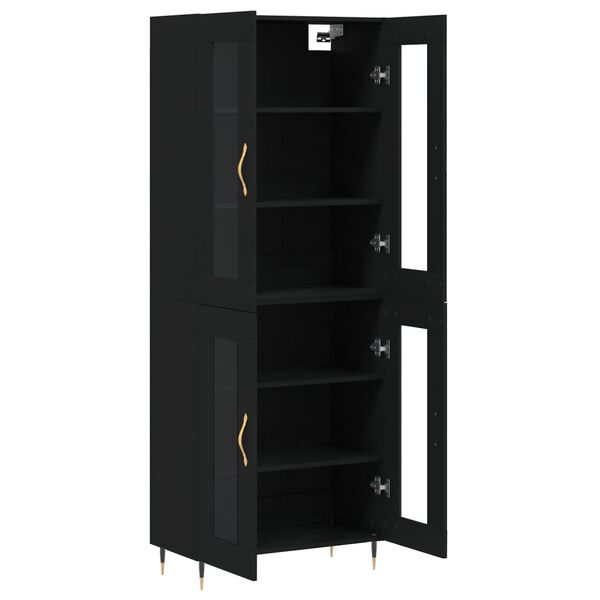 vidaXL Buffet haut Noir 69,5x34x180 cm Bois d'ing&eacute;nierie