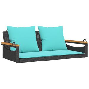vidaXL Balancelle avec coussins noir 109x62x40 cm r&eacute;sine tress&eacute;e