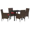 vidaXL Ensemble table et chaises 5 pc Marron et rouge Rotin PE