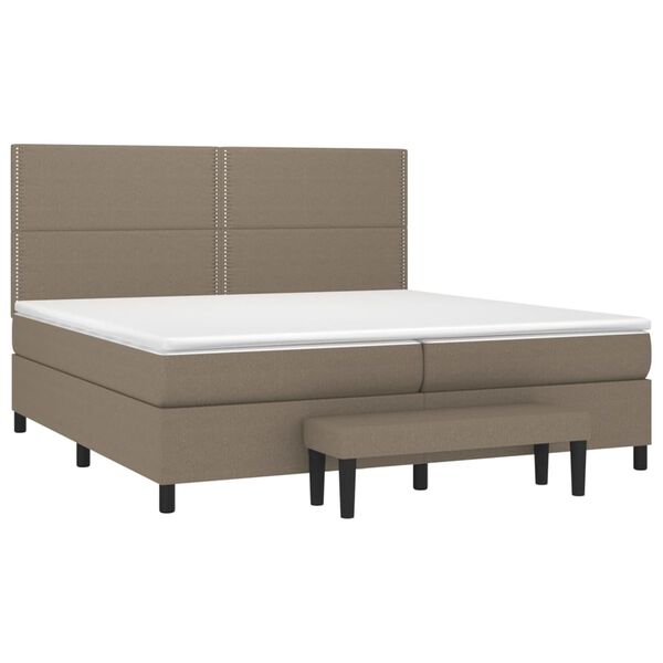 vidaXL Sommier &agrave; lattes de lit avec matelas Taupe 200x200 cm Tissu