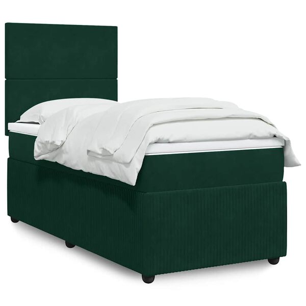 vidaXL Sommier &agrave; lattes de lit avec matelas Vert fonc&eacute; 90x190 cm