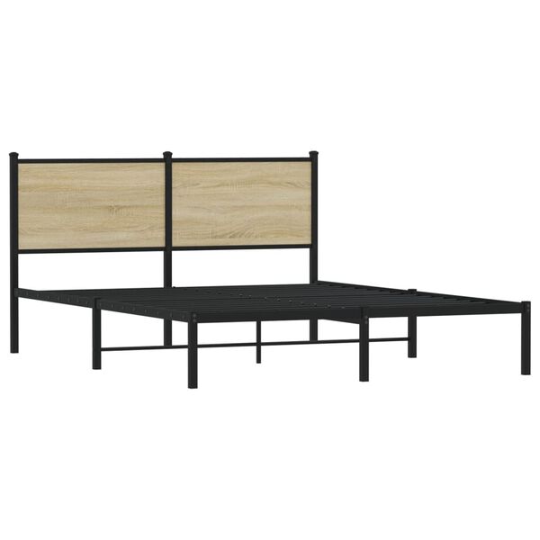 vidaXL Cadre de lit en m&eacute;tal sans matelas ch&ecirc;ne sonoma 140x200 cm