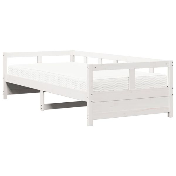 vidaXL Lit de jour avec matelas blanc 90x190 cm bois de pin massif