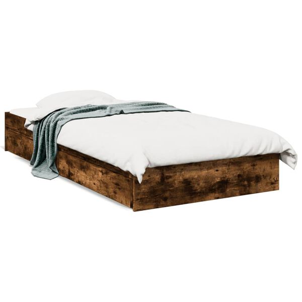 vidaXL Cadre de lit avec tiroirs sans matelas chêne fumé 75x190 cm