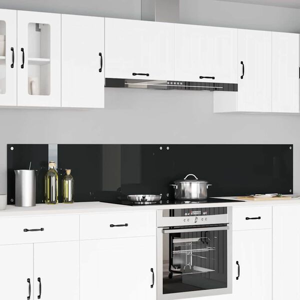 vidaXL Protection de cuisine 2 pcs Noir 120 x 40 cm verre trempé