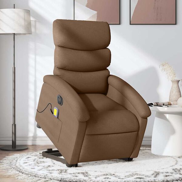 vidaXL Fauteuil inclinable de massage &eacute;lectrique Marron Tissu