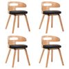 vidaXL Chaises &agrave; manger lot de 4 noir bois courb&eacute; et similicuir