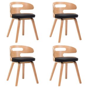 vidaXL Chaises &agrave; manger lot de 4 noir bois courb&eacute; et similicuir