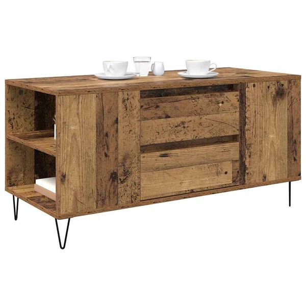 vidaXL Table basse Bois Ancien 102 x 44,5 x 50 cm Bois d'ing&eacute;nierie