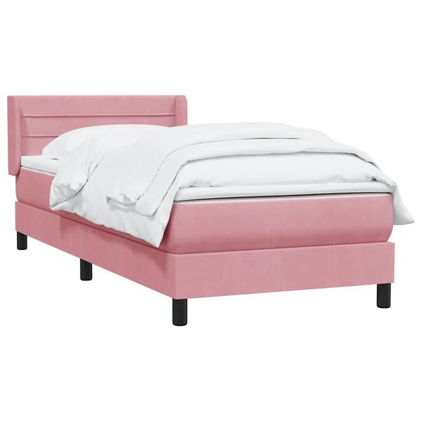 vidaXL Sommier &agrave; lattes de lit avec matelas rose 90x210 cm velours