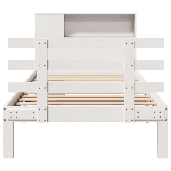vidaXL Lit biblioth&egrave;que sans matelas blanc 90x190cm bois de pin massif