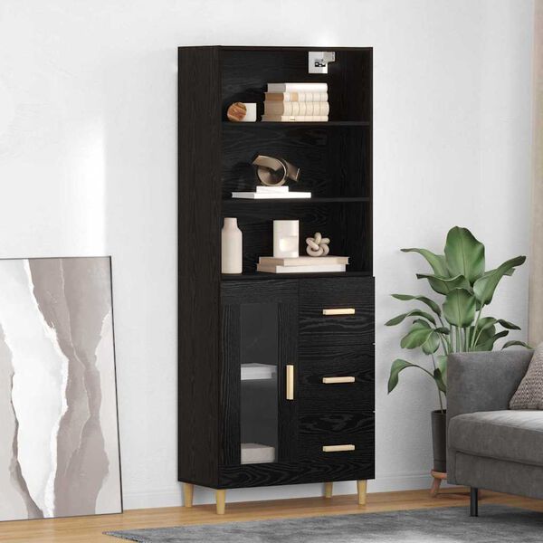 vidaXL Haut Armoire Ch&ecirc;ne noir 69,5 x 32,5 x 180 cm Bois d'ing&eacute;nierie