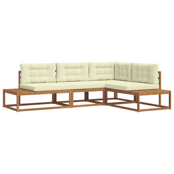 vidaXL Ensemble de canap&eacute;s d'ext&eacute;rieur 4 Pi&egrave;ce Naturel et Cr&egrave;me