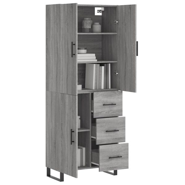 vidaXL Buffet haut Sonoma gris 69,5x34x180 cm Bois d'ingénierie
