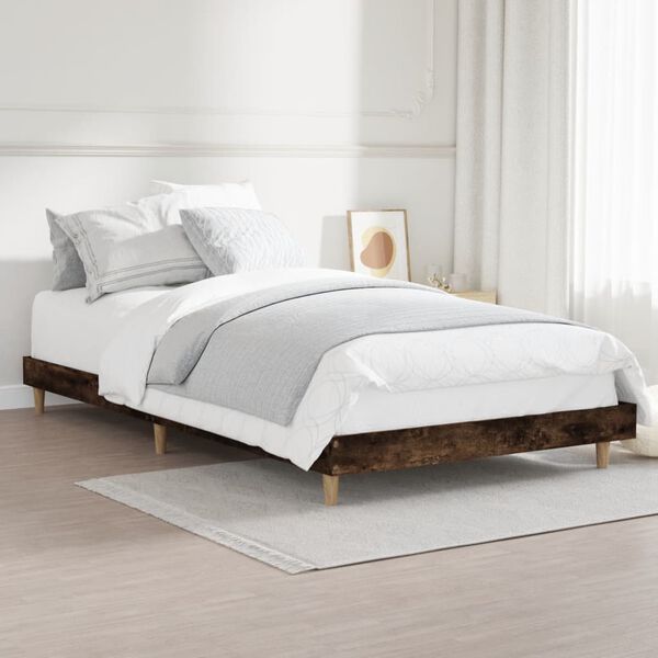 vidaXL Cadre de lit sans matelas ch&ecirc;ne fum&eacute; 90x200cm bois d'ing&eacute;nierie