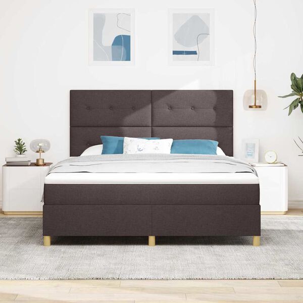 vidaXL Lit &agrave; ressorts avec matelas Marron fonc&eacute; 180 x 200 cm tissu