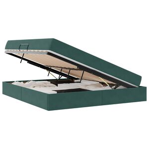 vidaXL Lit avec rangement et matelas Vert fonc&eacute; 160 x 200 cm Velours