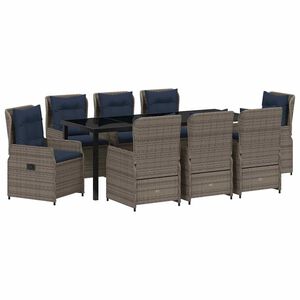vidaXL Ensemble de salle &agrave; manger pour jardin 9 pc Gris Poly rotin
