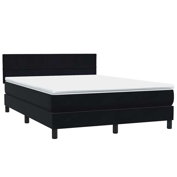 vidaXL Sommier &agrave; lattes de lit avec matelas noir 140x210 cm velours