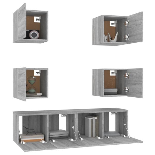vidaXL Ensemble de meubles TV 6 pcs Sonoma gris Bois d'ing&eacute;nierie