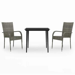 vidaXL Ensemble &agrave; manger de jardin 3 pcs Gris et noir