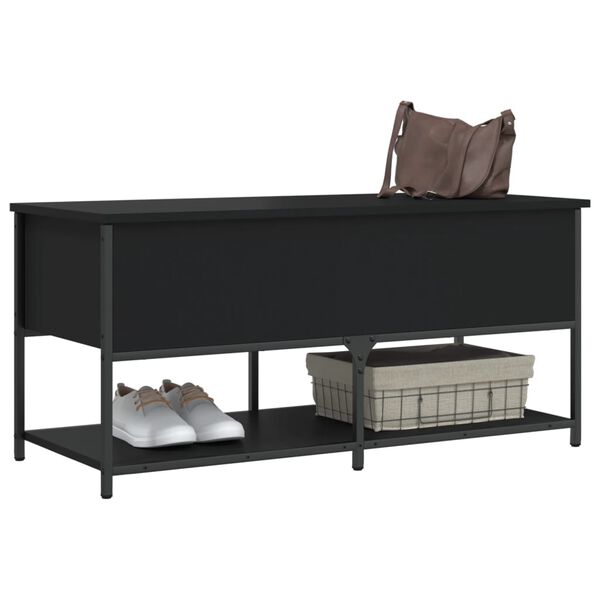 vidaXL Banc de rangement noir 100x42,5x47 cm bois d'ing&eacute;nierie