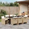 vidaXL Ensemble de salle &agrave; manger pour jardin 9 pcs Beige polyrotin