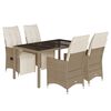 vidaXL Ensemble de bistro de jardin 5 pcs coussins beige poly rotin