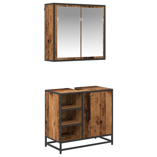 vidaXL Ensemble de mobilier de salle de bain 2 pcs Bois Ancien