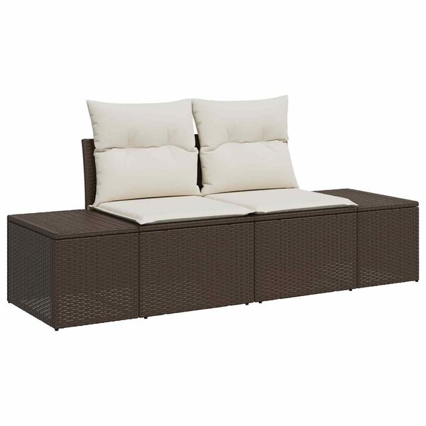 vidaXL Ensemble de canap&eacute; de jardin avec coussin 6 pcs Marron et Cr&egrave;me