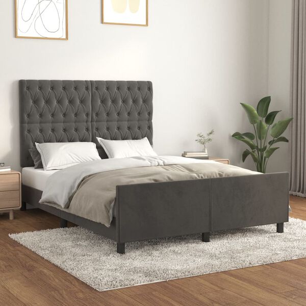 vidaXL Cadre de lit sans matelas gris fonc&eacute; 140x200 cm velours