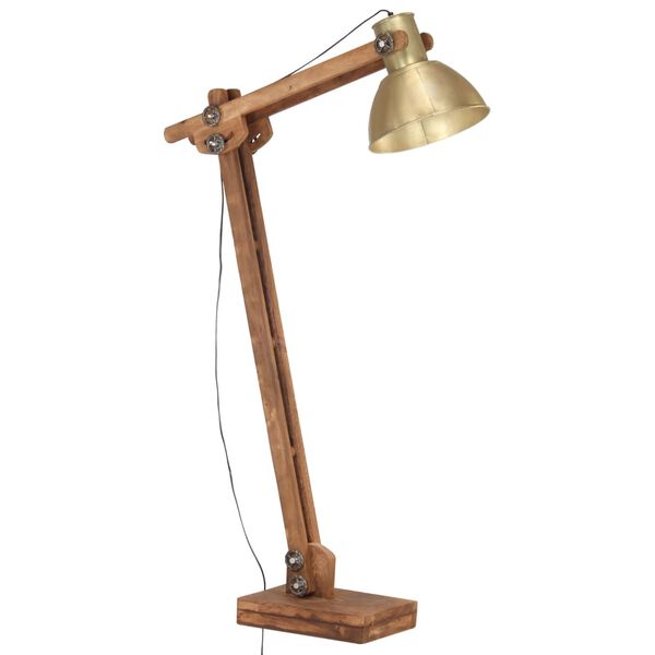 vidaXL Lampadaire Laiton Bois de manguier massif E27