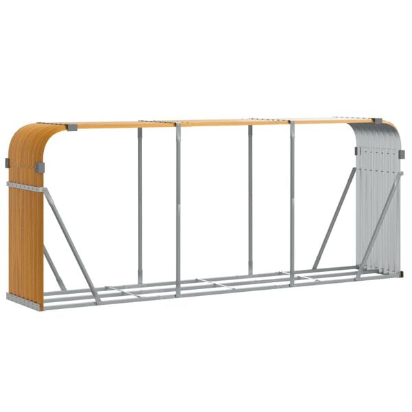 vidaXL Porte-bûches aspect bois 234x45x100 cm acier galvanisé