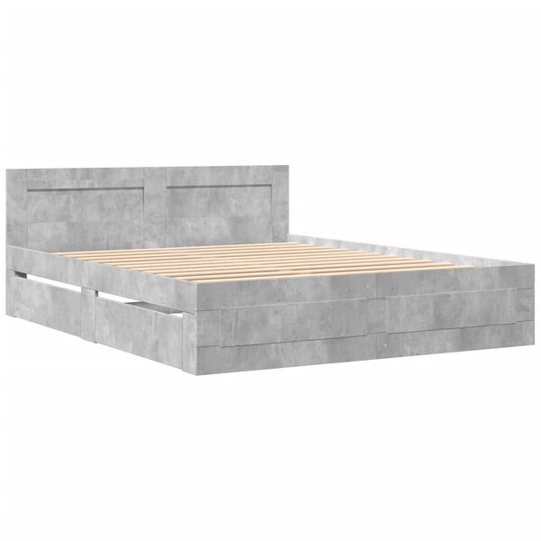 vidaXL Cadre de lit et t&ecirc;te de lit sans matelas gris b&eacute;ton 150x200 cm