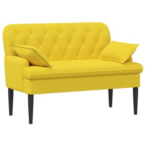vidaXL Canap&eacute; love seat avec capitonnage en boutons Jaune clair Tissu