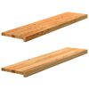 vidaXL Marches d'escalier 2 pcs marron clair 110x30x2 cm ch&ecirc;ne massif